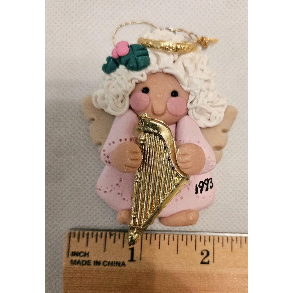 1993 Angel Ornament Playing‎ Harp Christmas Holiday Decor Figurine